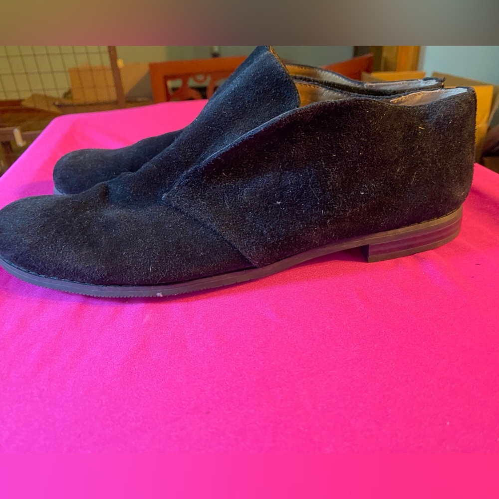 Franco Sarto Black Suede Slip On Loafers